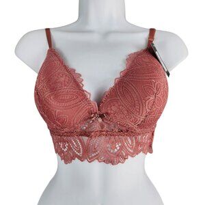 Fredericks Of Hollywood XL Lace Bralette Womens Lingerie Top Dusty Rose Finley